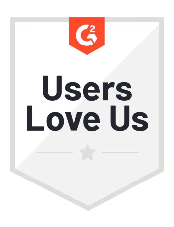 G2 badge with 'Users Love Us' text and a small star icon below.